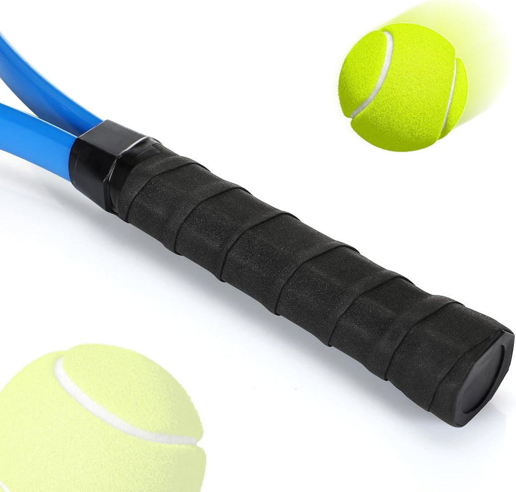 Paquete de 4 raquetas de tenis para adultos, recreativas, para 4 jugadores, raquetas de tenis preencordadas de 27 pulgadas, raquetas de tenis ligeras a granel con 4 pelotas de tenis, 4