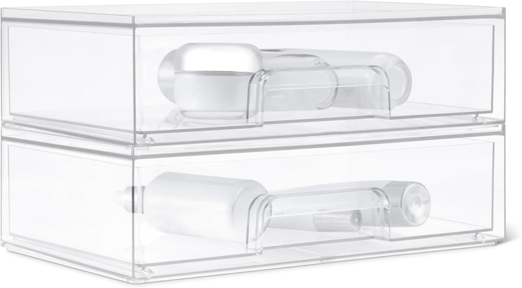 Amazon Basics Cajones organizadores de maquillaje apilables de plás...