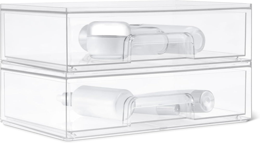 Amazon Basics Cajones organizadores de maquillaje apilables de plás...