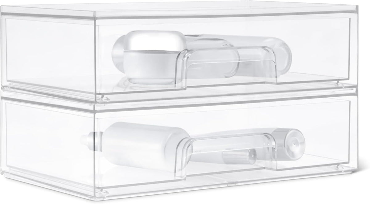 Amazon Basics Cajones organizadores de maquillaje apilables de plás...