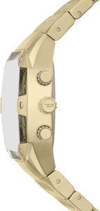 Reloj para hombre Diesel Spiked Cushion Chronograph de acero inoxidable tono dorado (Modelo: DZ4718)