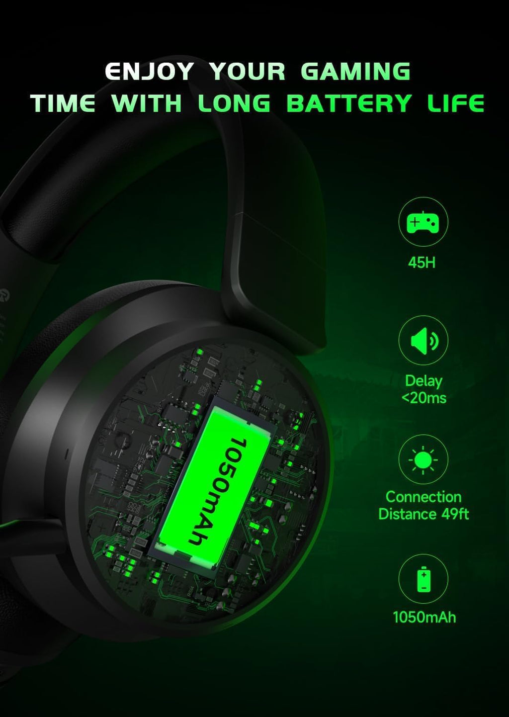 Auriculares inalámbricos para videojuegos para Xbox Series X|S, Xbox One, PS5, PS4, Blackgreen
