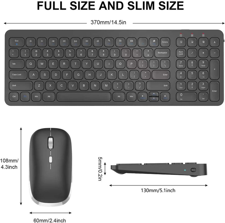 Cimetech - Juego de teclado y mouse inalámbricos compactos de tamañ...