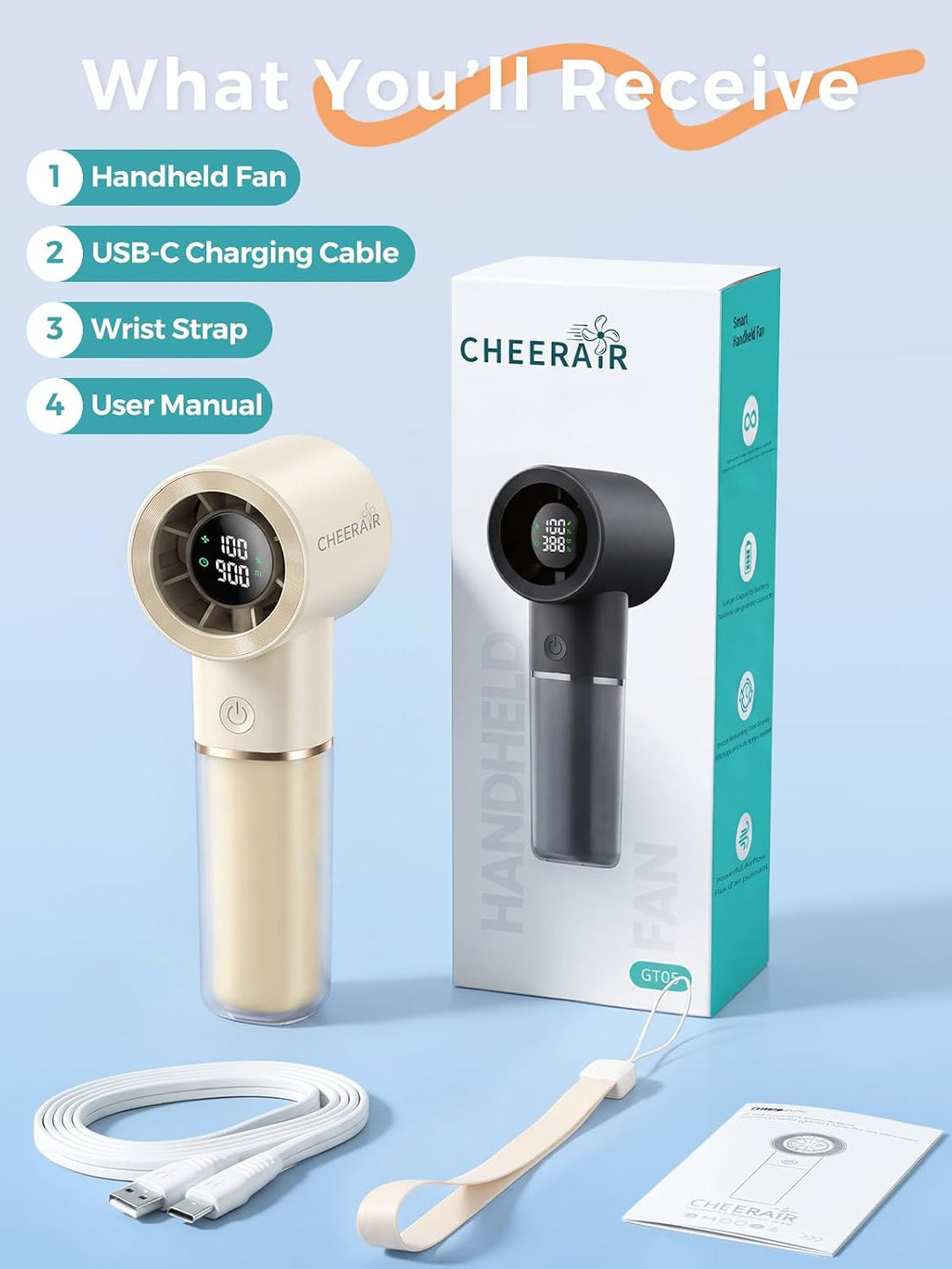 Cheerair Ventilador de Mano Portátil, Ventilador Mini Personal Pote...