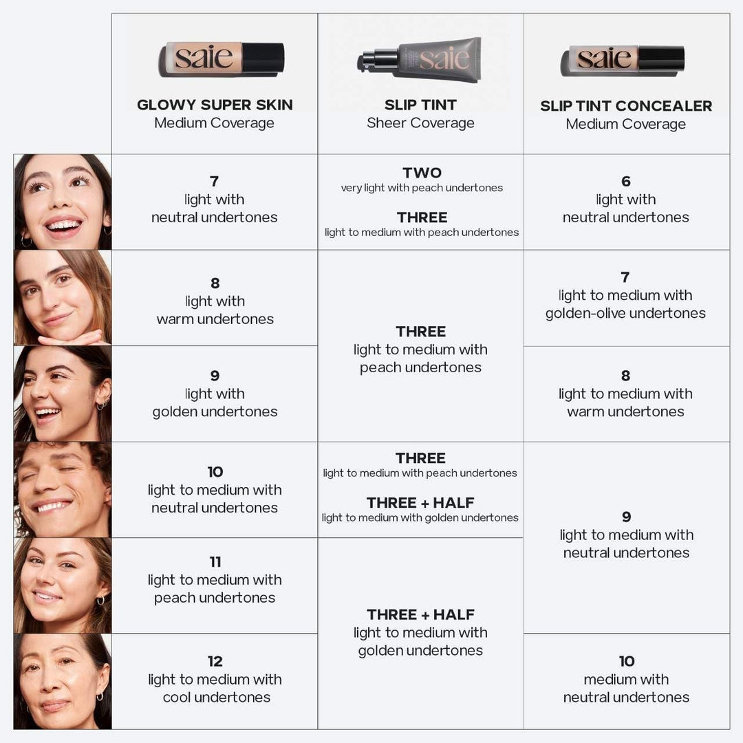 Saie Glowy Super Skin Tint - Base líquida sin peso y húmeda, con co...