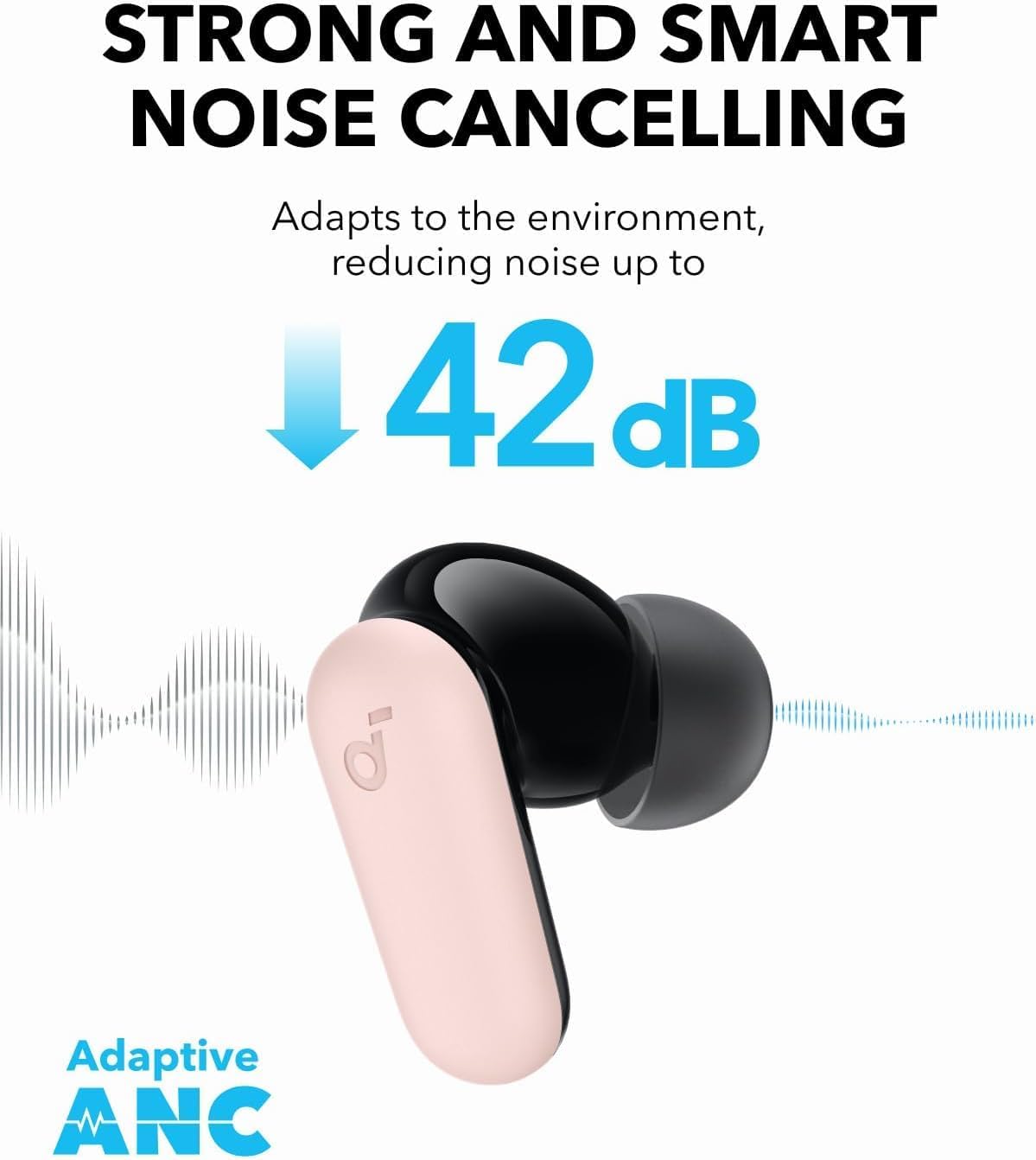 Soundcore Auriculares con cancelación de ruido P30i by Anker, Rosa