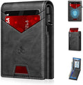 Billetera para hombre con bloqueo RFID minimalista para 12-14 tarjetas | Cartera inteligente delgada y plegable con ventana para identificación y ranura para efectivo, bolsillo frontal, estuche