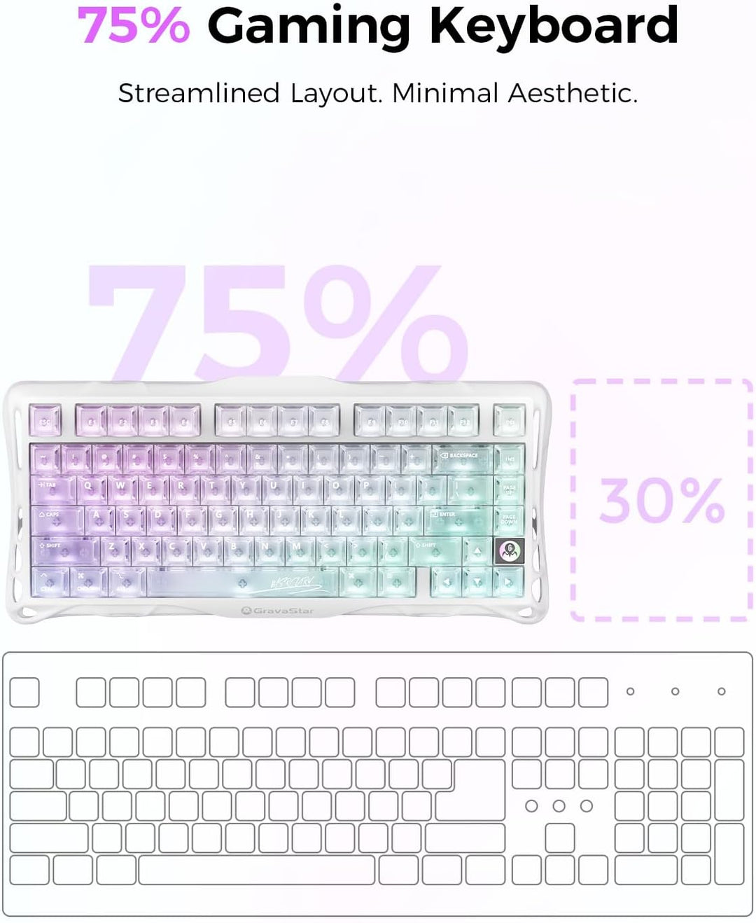GravaStar Mercury K1 Lite 75% Teclado para Juegos, Teclado Inalámbr...