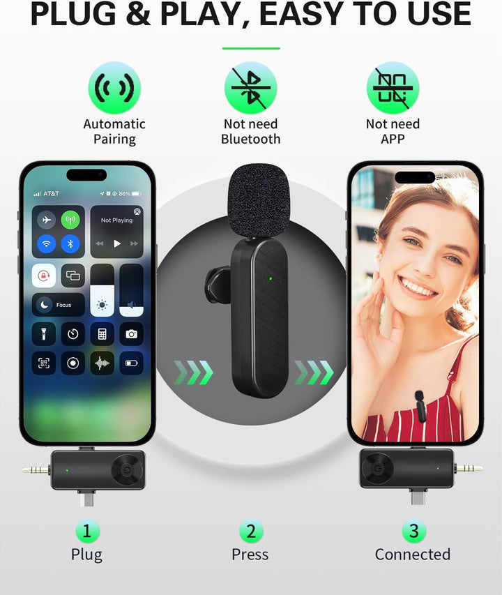 Gicorino - Micrófonos inalámbricos de solapa compatibles con iPhone...