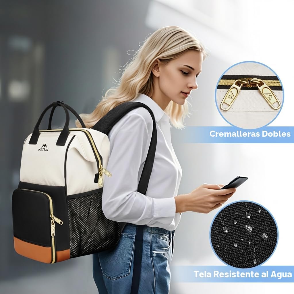 MATEIN Mochila de almuerzo aislada para mujer, mochila de trabajo p...