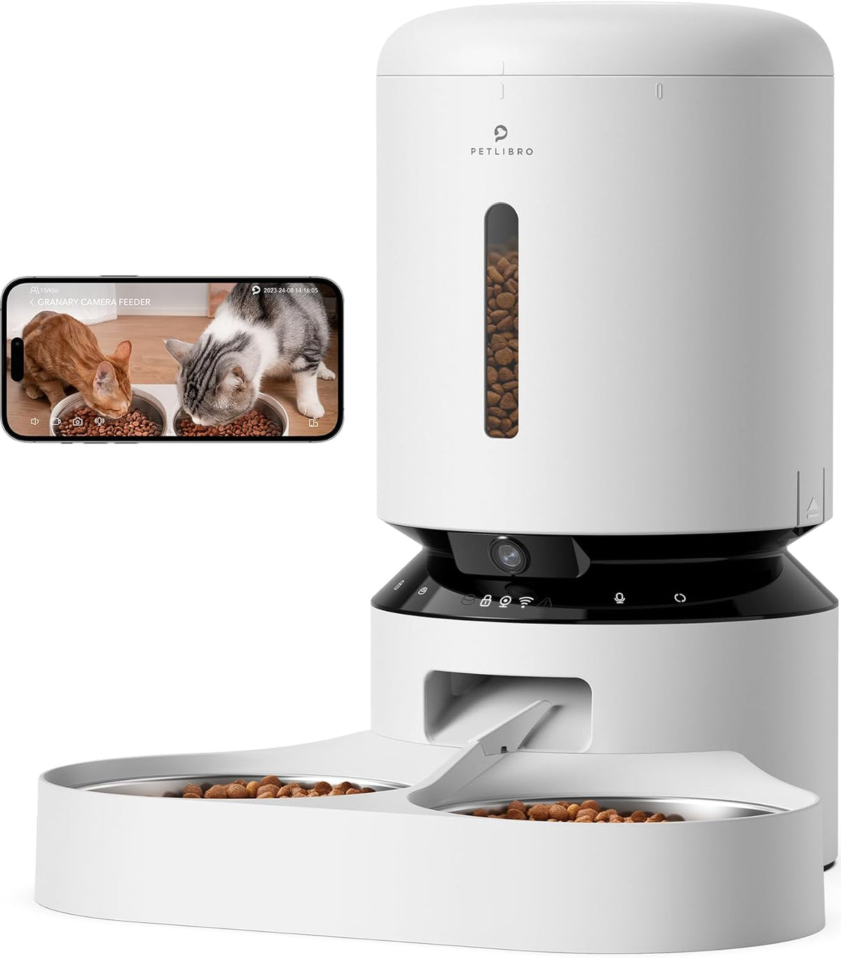 PETLIBRO Comedero automático para gatos con cámara para dos gatos, video HD 1080P con visión nocturna, alimentador WiFi 5G para mascotas con control de aplicación de teléfono