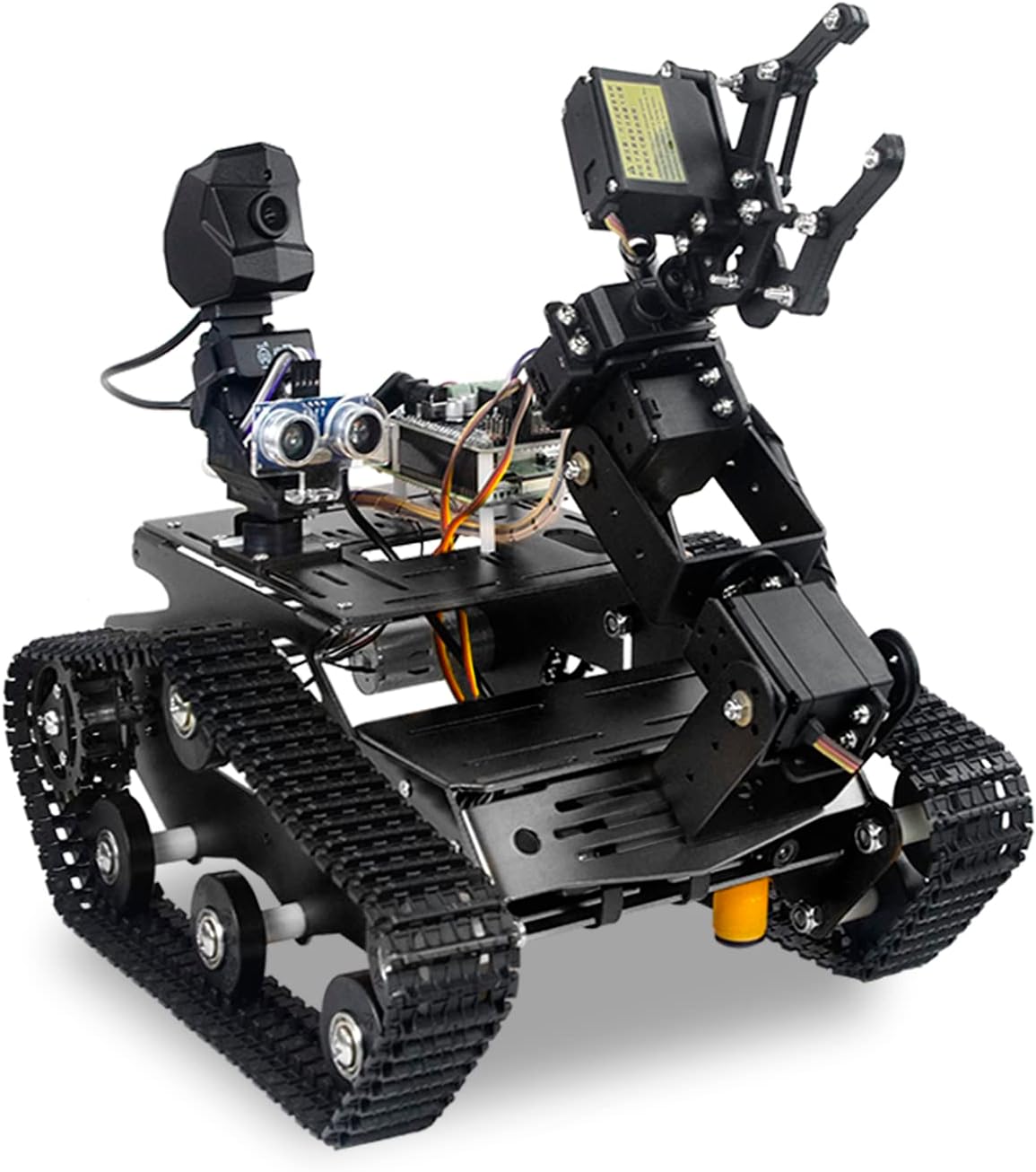 Kit de robot inteligente WiFi para Raspberry Pi 5 4B 3B, 4DOF robótico brazo pista tanque chasis robot coche con cámara HD Proyecto de programación de sensor infrarrojo ultrasónico para mayores de 14 años (sin Raspberry Pi)