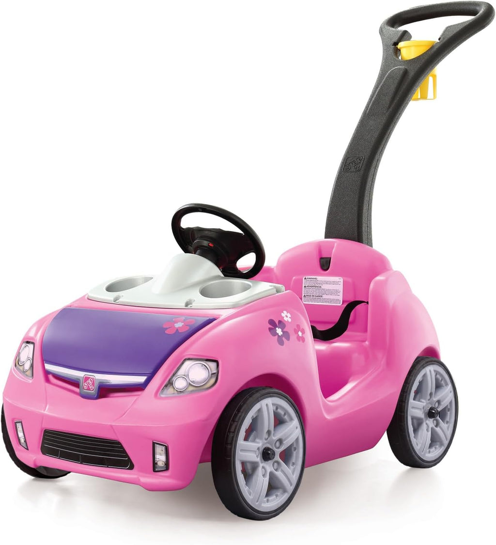 Step2 Whisper Ride II Kids Push Cars, Ride en Car, Seat Belt, Horn, Toddlers Ages 1.5 – 4 Years Old, Max Weight 50 lbs., Quick Storage, Stroller Substitute, Pink