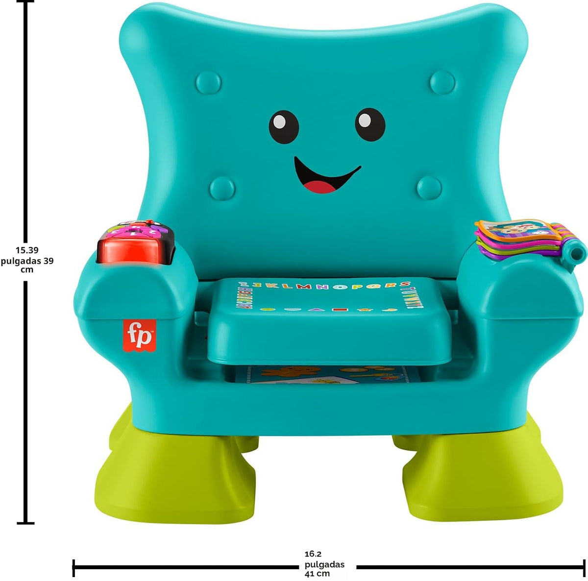 Fisher-Price Juguete de Aprendizaje para Niños Pequeños Laugh & Learn Smart Stages Silla con Música, Luces y Actividades para Bebés de 1+ Años, Verde Azulado