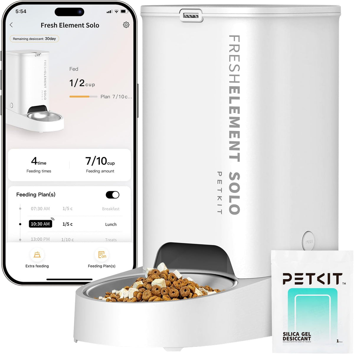 PETKIT Comedero Automático para Gatos, Comedero Automático para Perros WiFi 2.4G, Dispensador de Comida para Mascotas con Control de Aplicación y Sistema Triple Fresh-Lock, Hasta 10 Comidas al Día