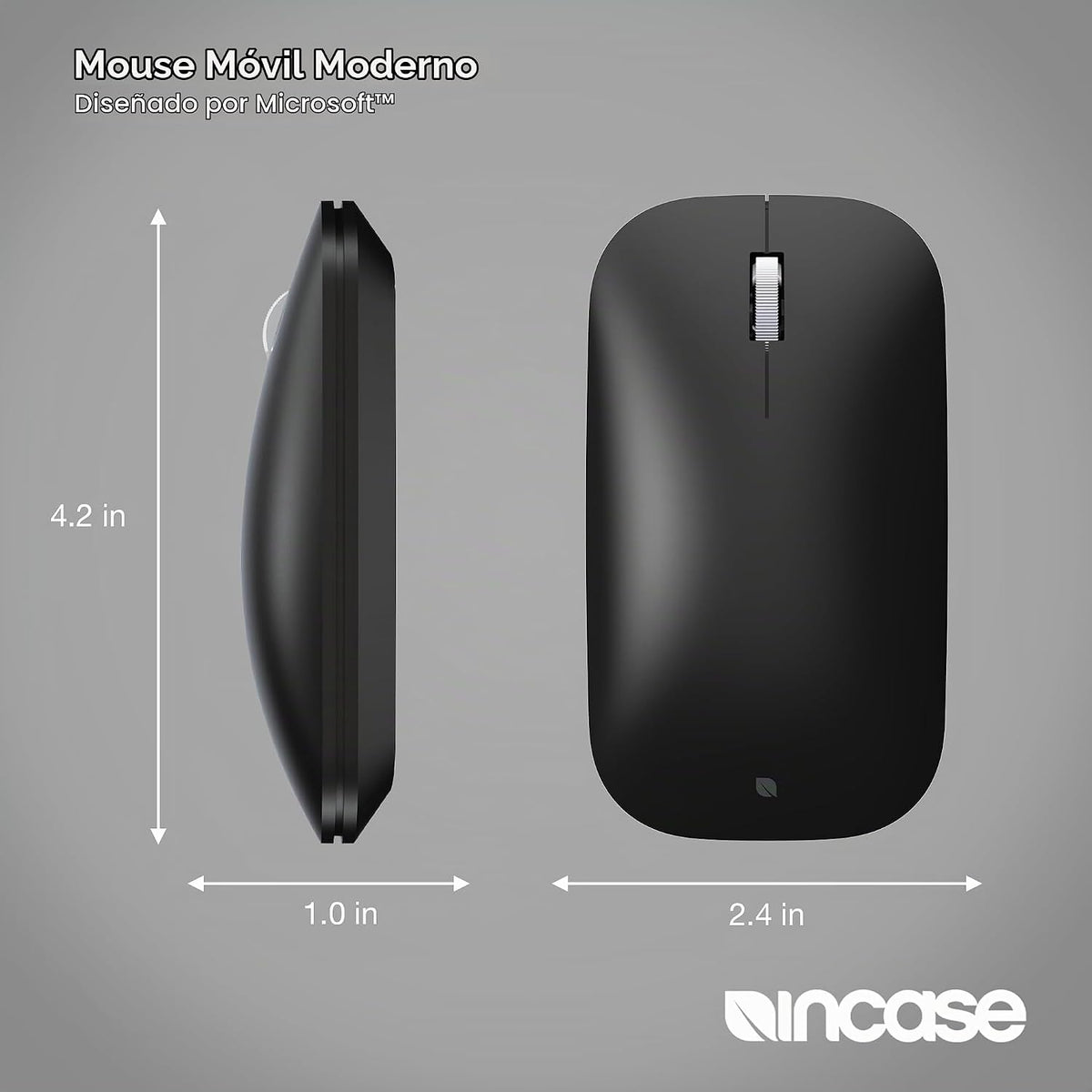 Incase Ratón móvil moderno diseñado por Microsoft, inalámbrico, negro