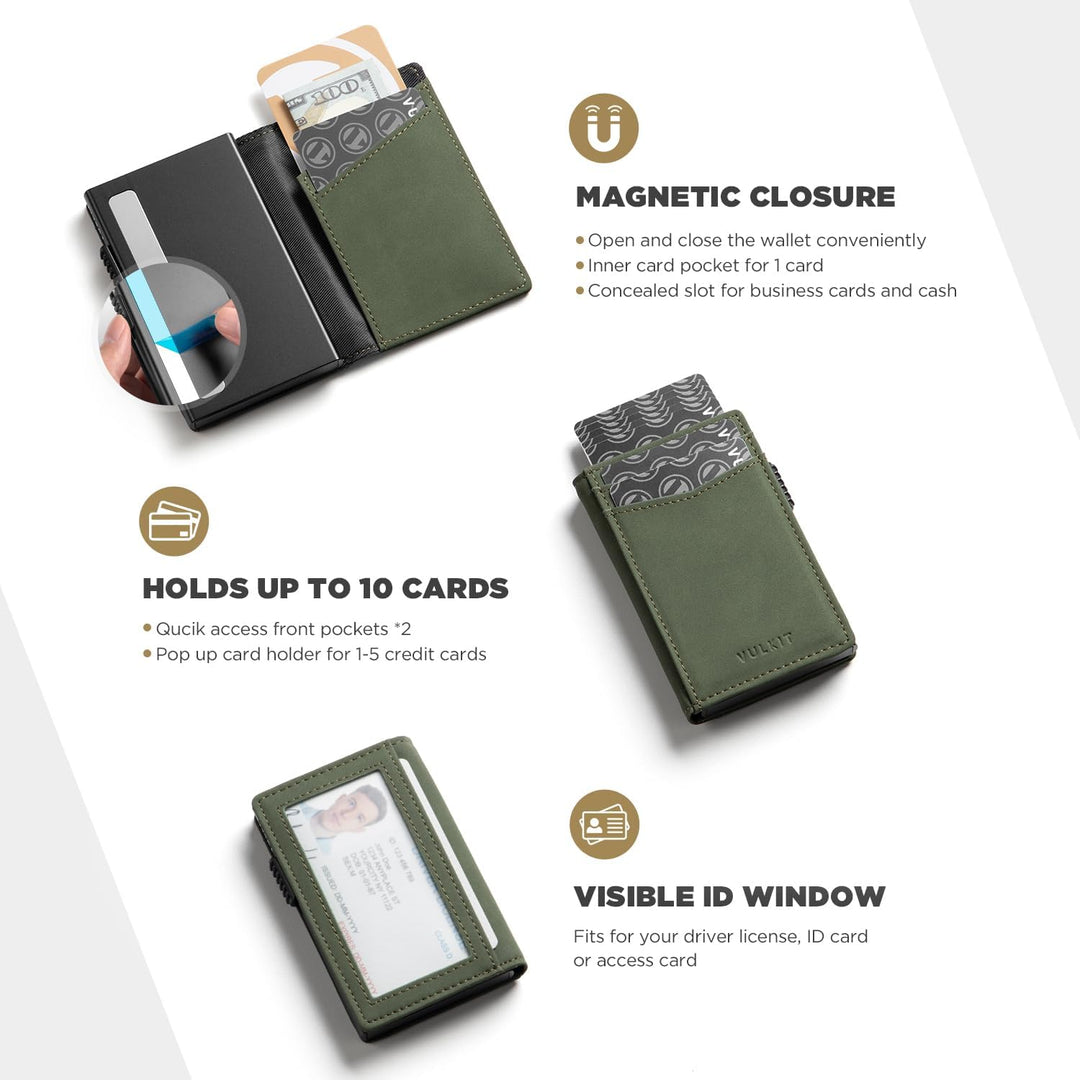 VULKIT - Billeteras delgadas para hombres; cartera desplegable con...