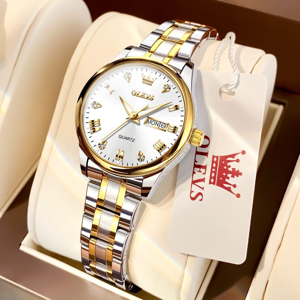 OLEVS Reloj de Lujo para Mujeres, Modo Pequeño de Muñeca, Acero Inoxidable, Reloj para Damas, Calendario