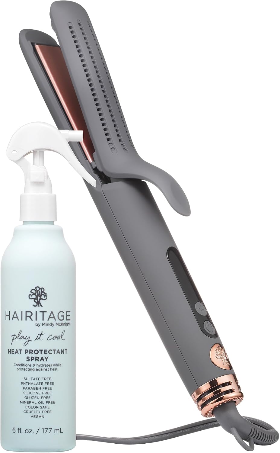 Hairitage Plancha de cerámica turmalina 2 en 1, plancha de pelo de...
