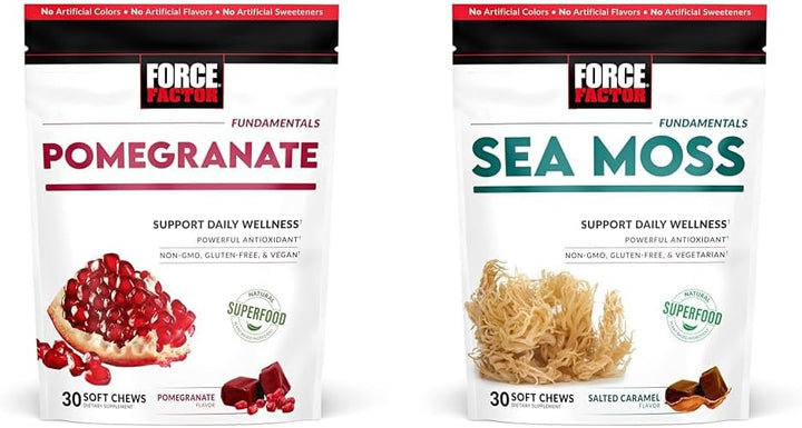 Force Factor Masticables suaves de granada y musgo marino, superali...