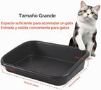 Caja de arena extra grande con lados altos de 23.23 pulgadas de largo x 16.54 pulgadas de ancho x 4.33 pulgadas de alto, plástico ABS de entrada baja para personas mayores, caja de arena segura para