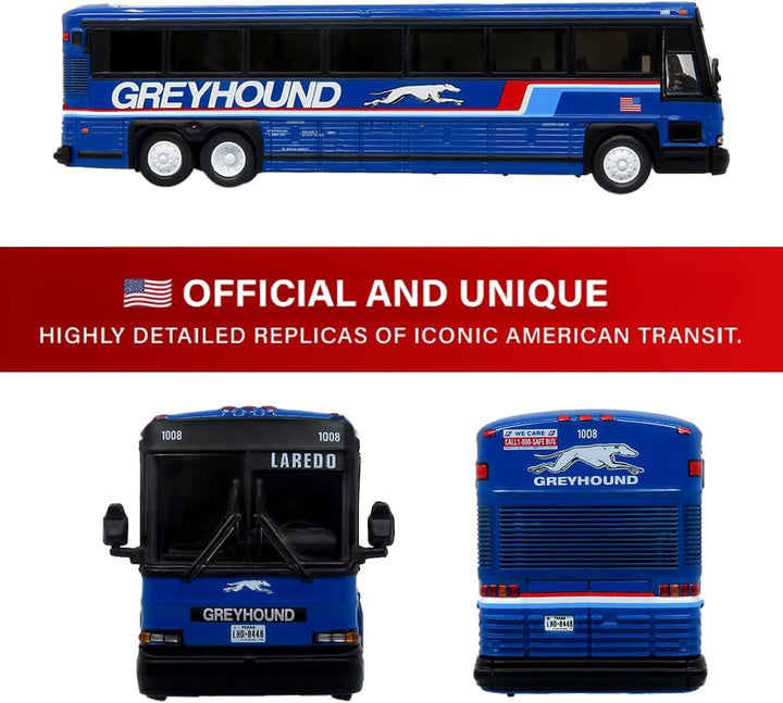 Iconic Replicas 2001 MCI D4000 Entrenador Greyhound Blue
