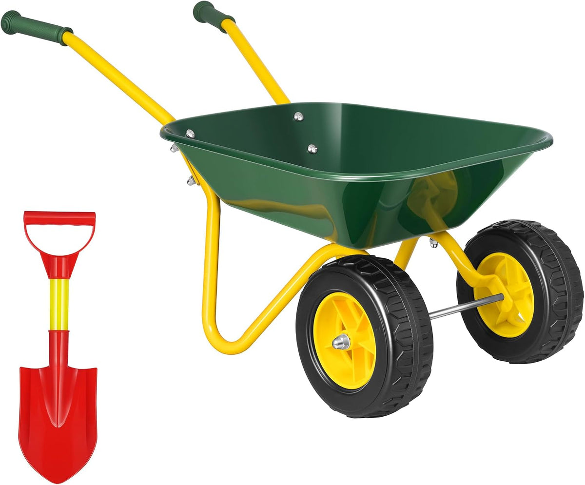 VIVOHOME Carretilla para Niños Carrito de Jardín para Niños con Juego de Herramientas de Jardinería para Niños Pequeños Carretilla Infantil Juguetes de Exterior Interior Regalo Verde