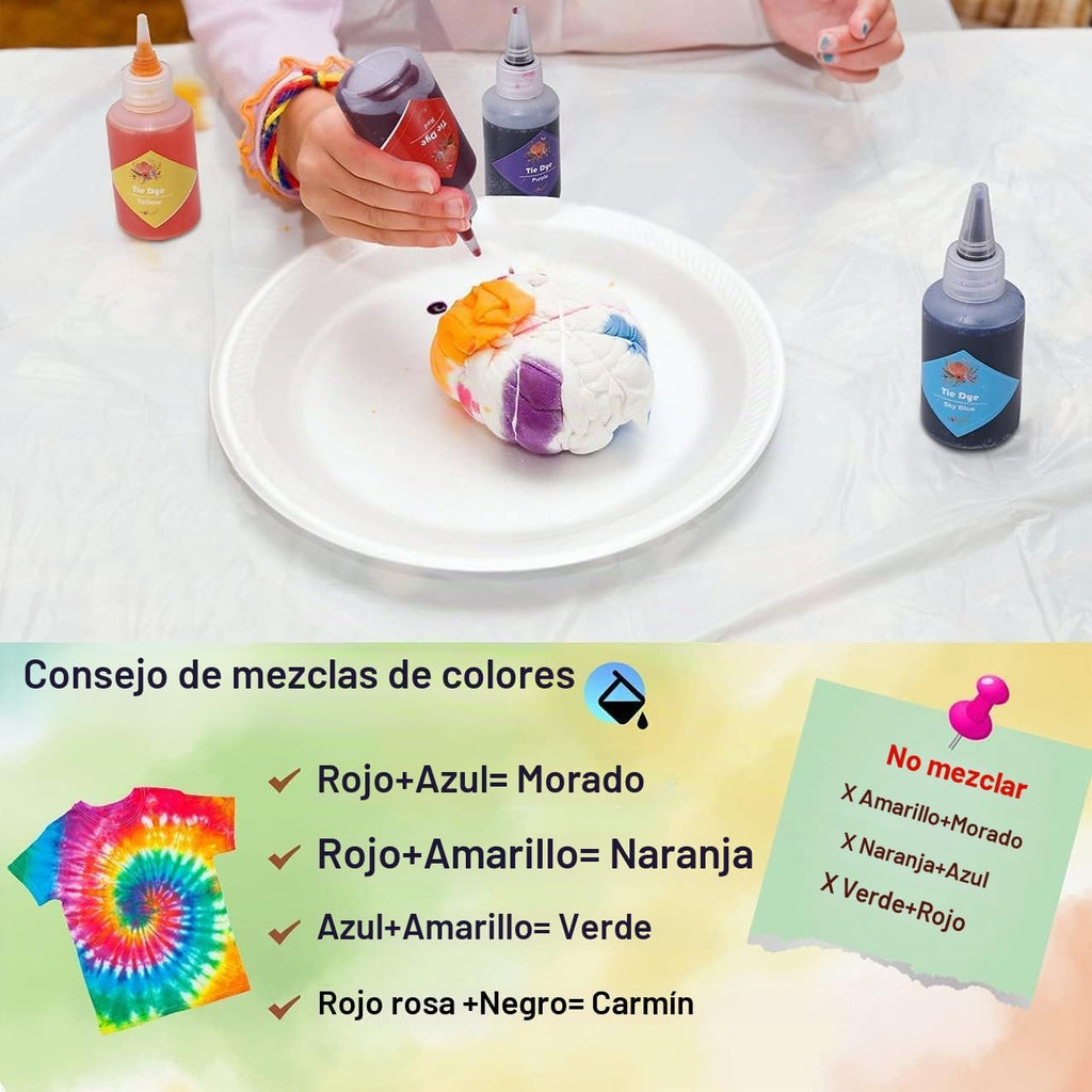 Kits de teñido anudado de bricolaje, juego de teñido anudado todo en