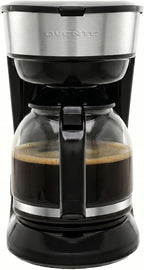 OVENTE Cafetera de goteo para 12 tazas con interruptor Easy On/Off, negra CM412B