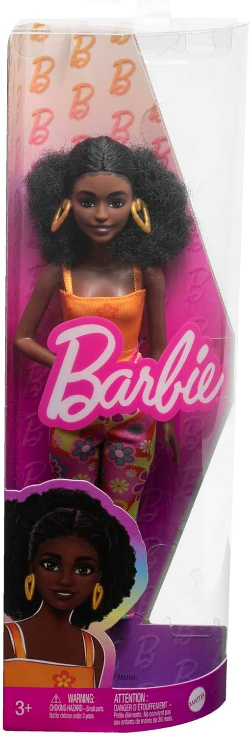 Muñeca Barbie Fashionistas #198, pequeña con cabello rizado negro,...