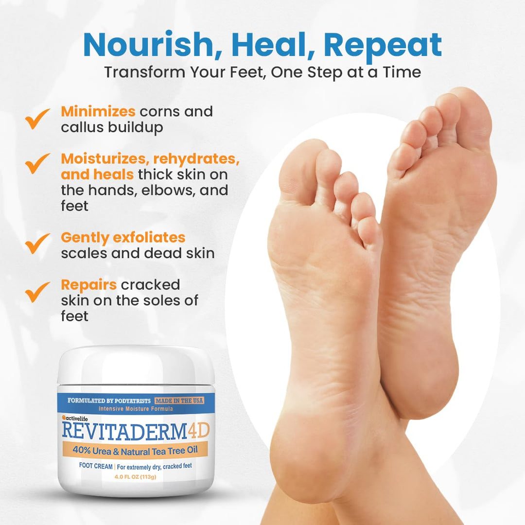 Revitaderm 4D 40% Urea Advanced Crema para pies para talones agriet...