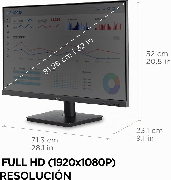 ViewSonic VA3209M Monitor IPS Full HD 1080p de 32 pulgadas con bise...
