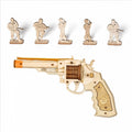 ROKR Rompecabezas de madera 3D, banda de goma, modelo de juguete, kit de manualidades, regalo único, modelo mecánico, rompecabezas de cerebro (juguete de revólver)