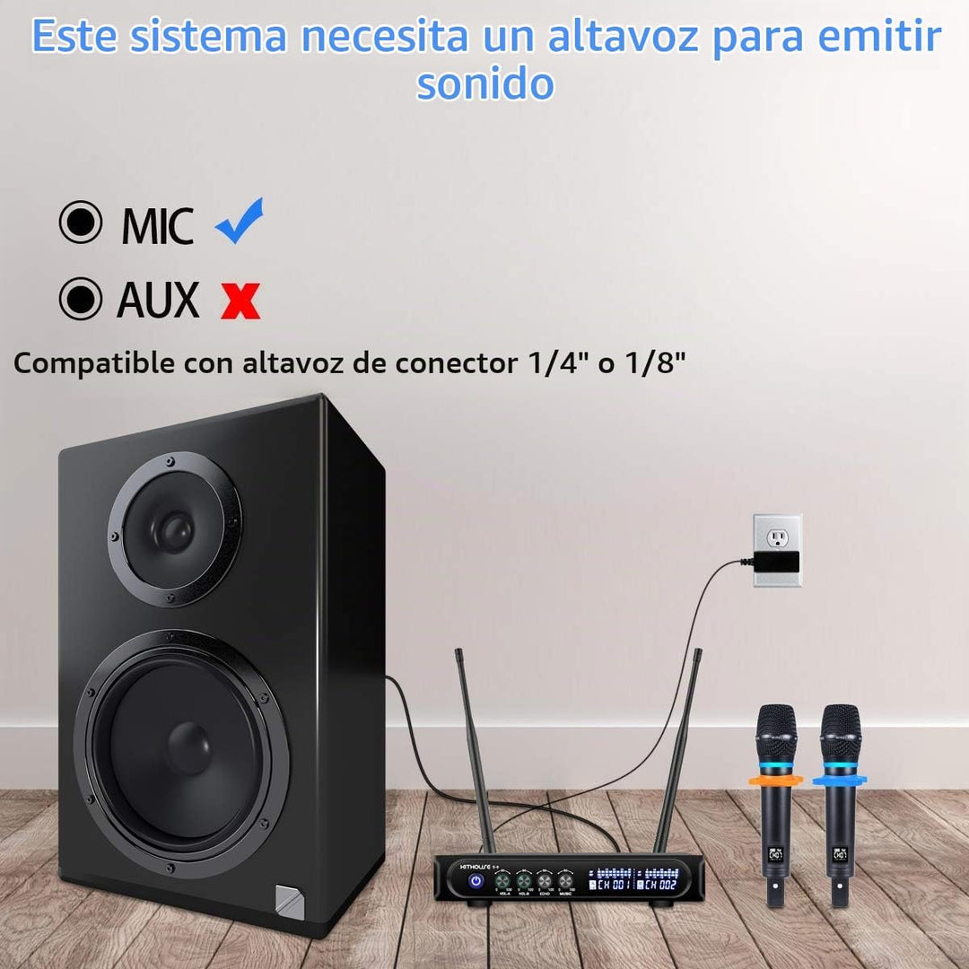 Kithouse S9 UHF Sistema de micrófono inalámbrico recargable para ka...