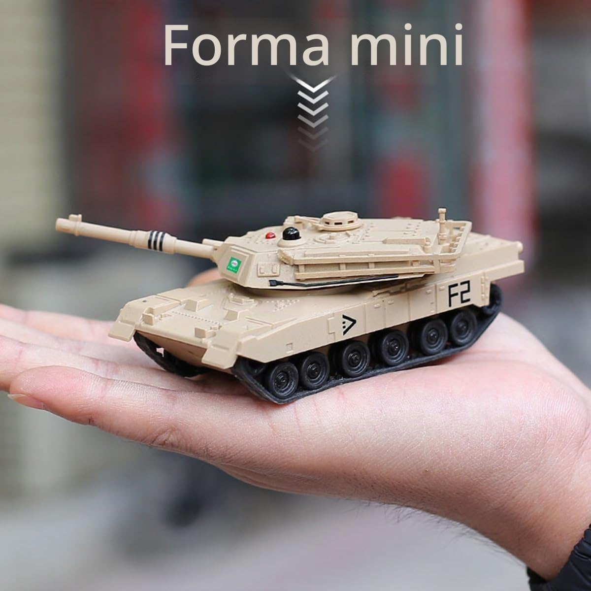 Mini tanque militar RC de 2.4 GHz con LED y torreta giratoria