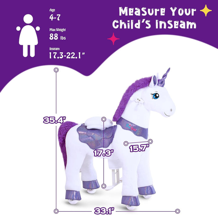 PonyCycle Unicornio de Montar para Niños de 4-7 años con Freno, Reg...