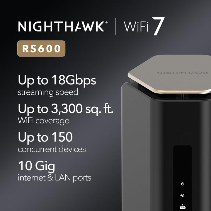 NETGEAR Nighthawk Tri-Band WiFi 7 Router (RS600) - Solo enrutador,...