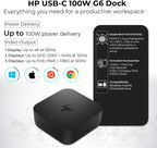 Estación de acoplamiento USB-C G6 de 100 W con puertos HDMI, DisplayPort y