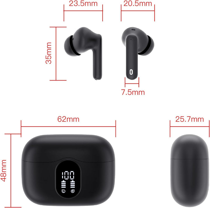 Auriculares inalámbricos, Auriculares Bluetooth 5.4 con graves esté...