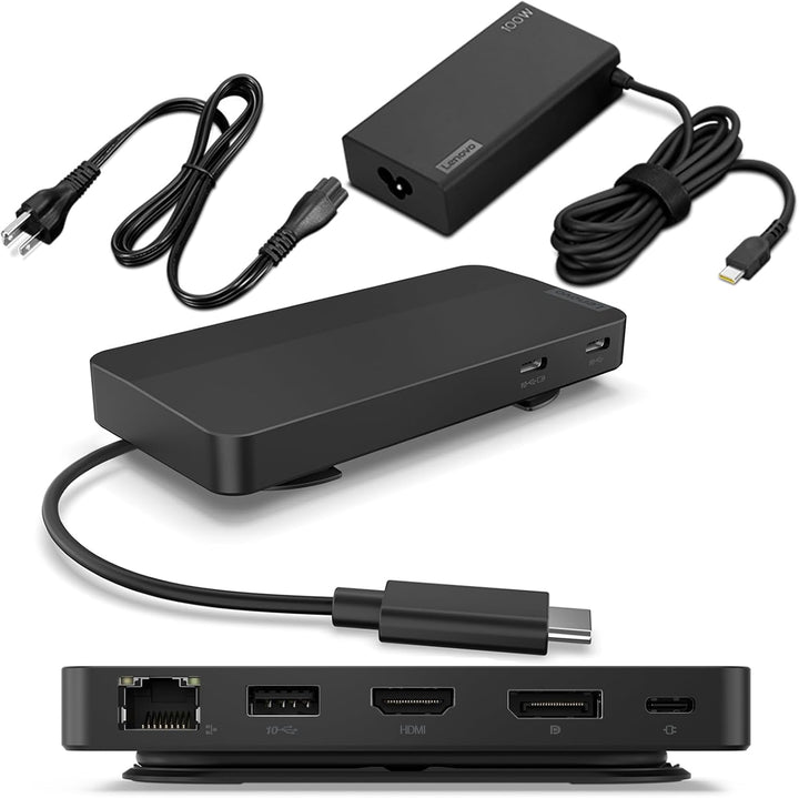 Lenovo Base de viaje USB-C de doble pantalla con adaptador de corri...