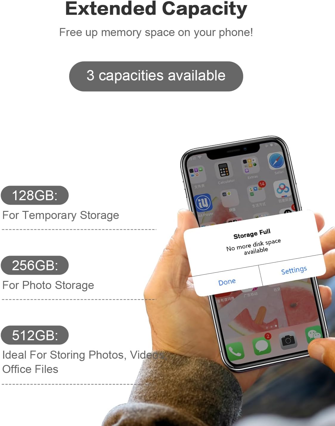 Qainerly Photo Stick de 512 GB para unidad flash de teléfono, memor...