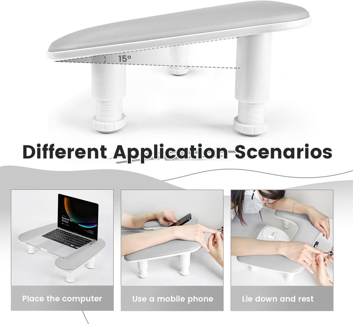 JODSONE Reposabrazos en forma de U gris para técnicos de uñas con s...