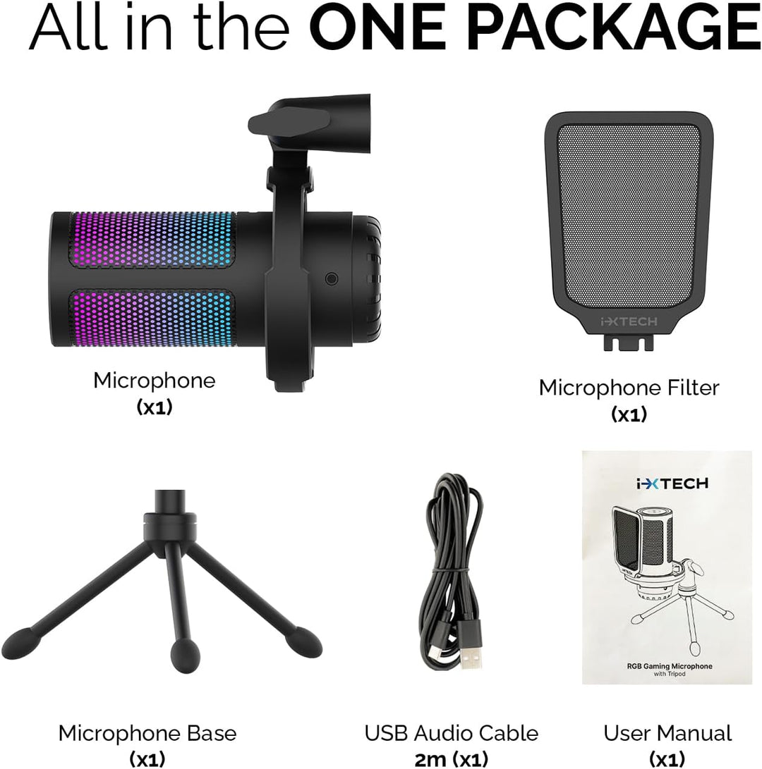 IXTECH - Micrófono USB para juegos para PC, micrófono condensador R...