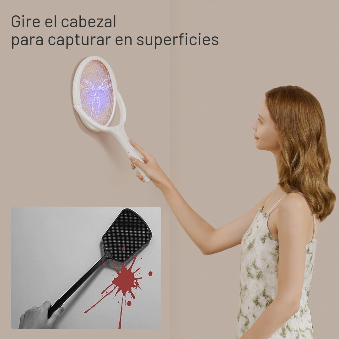GeckoMan Zapper de Moscas Eléctrico, Raqueta Zapper de Insectos Eléctrica