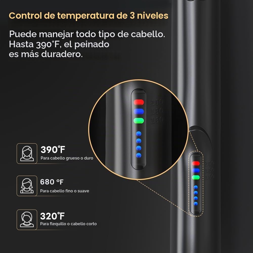 Alisador y rizador de pelo inalámbrico 2 en 1, plancha plana de cer...