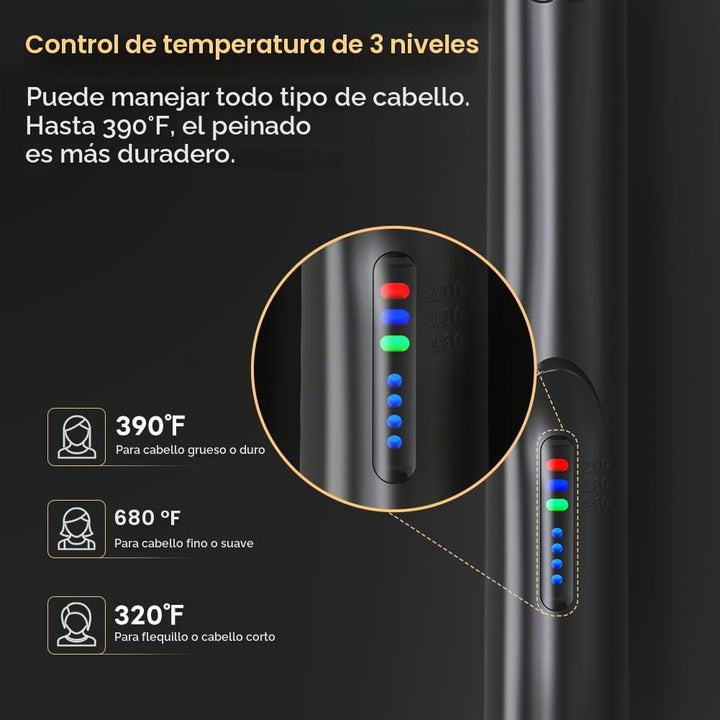 Alisador y rizador de pelo inalámbrico 2 en 1, plancha plana de cer...