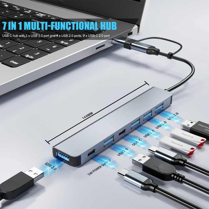 Actualización Concentrador USB C/USB BERLAT Aluminio 7 en