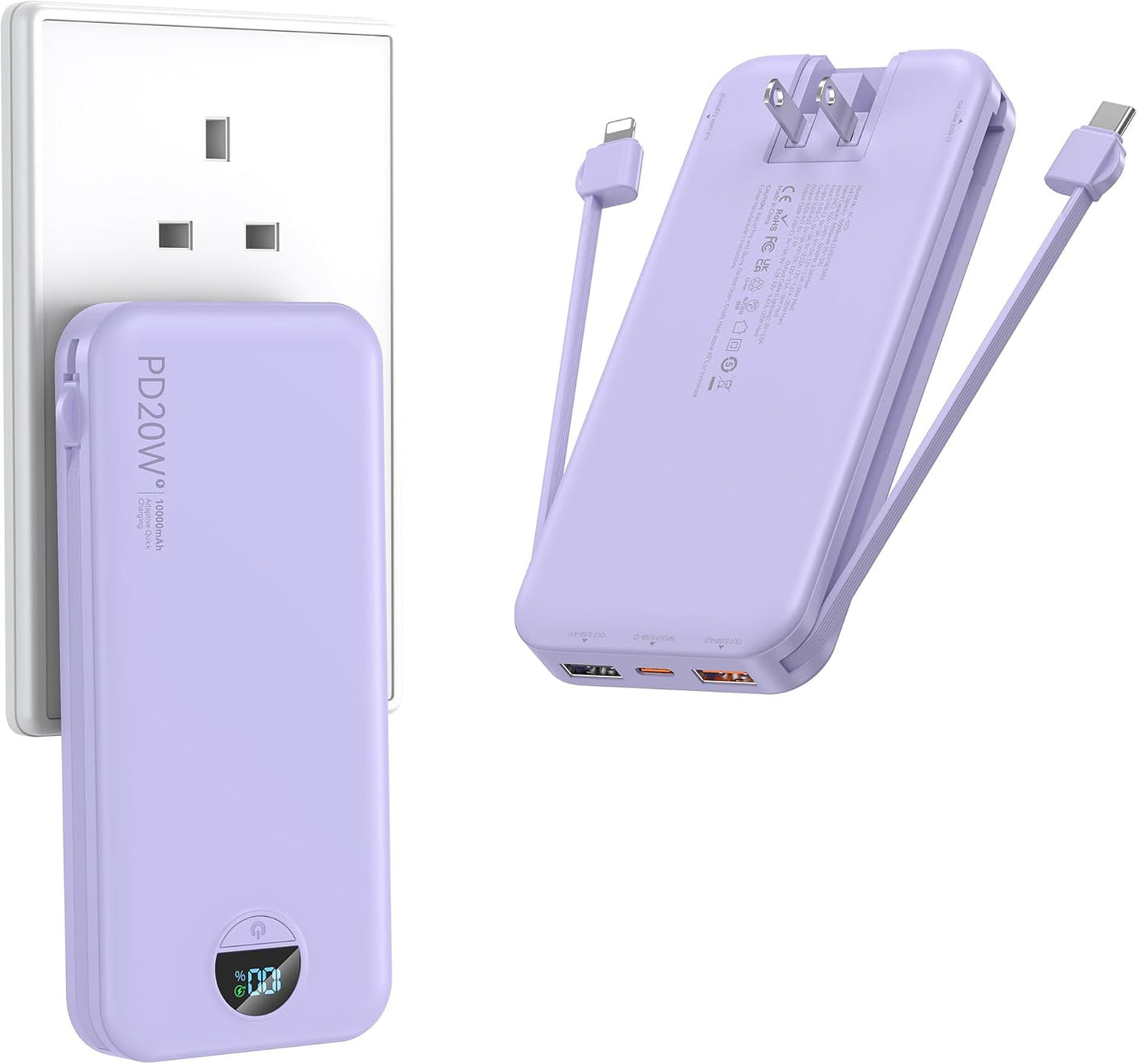 Ffnpua Cargador portátil con enchufe de pared, banco de energía USB...