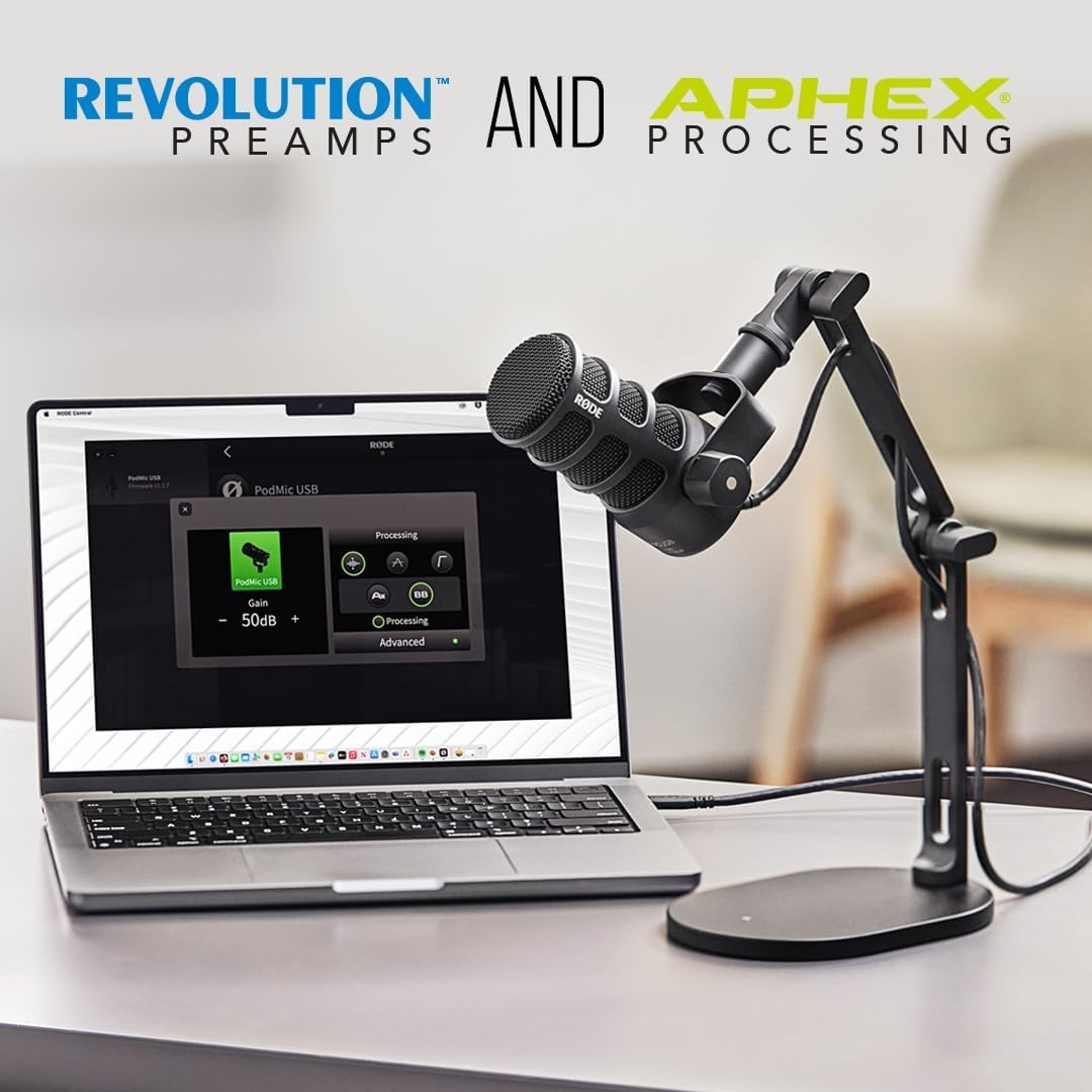 RØDE PodMic USB - Micrófono dinámico versátil de broadcast con cone...