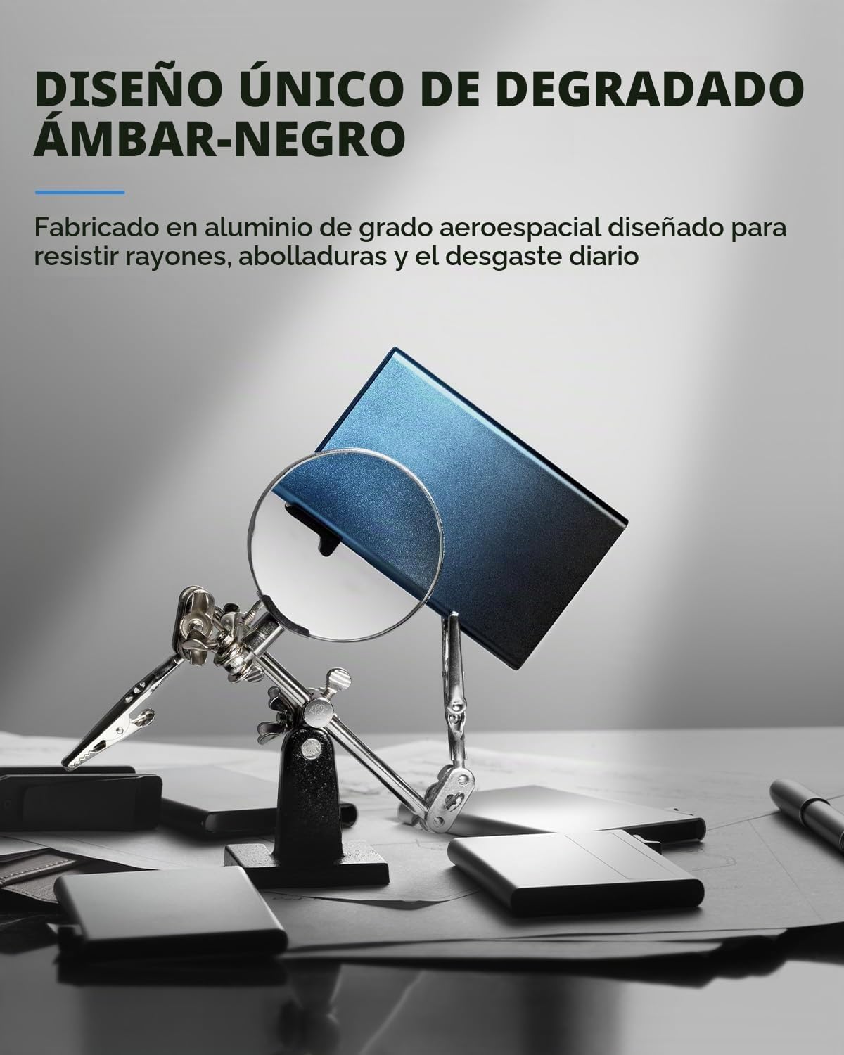 Cartera minimalista para hombre con tarjetero de crédito, cuero de grano completo más fino, billetera inteligente TriPop, billetera delgada triple, desplegable con bloqueo RFID, bolsillo